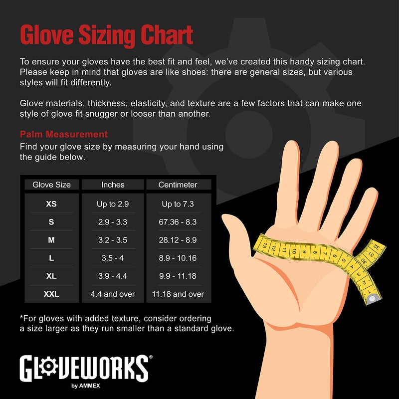 GLOVEWORKS قفازات غلووركس السوداء القابلة للتصرف من النيتريل الصناعية، 5 مل، خالية من اللاتكس والبودرة، آمنة للطعام، مزخرفة، كبيرة، علبة من 100 - Image 5