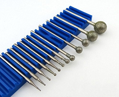 LUO KE 13 Pcs 2.35mm(3/32'') Shank Diamond Grinding Head Mounted Burr Point Set F Needle for Jade, Jewelry, Stone, Ceramic Grinding/Carving/Polishing - Image 2