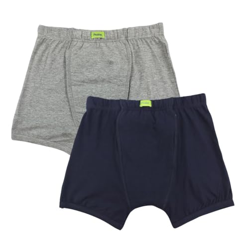Pristine Life | Mens Cotton Incontinence Trunks | 3-Layer Hygienic Absorbent | Leakproof Crotch | Antimicrobial & Quick-Dry | Absorbs 35ml Of Leaks | Non-Plastic | Pack Of 2 | Grey & Navy Blue | 5XL - Image 1