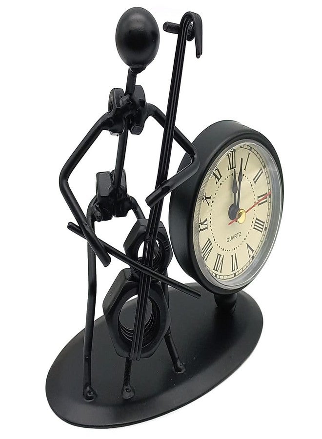 GARASANI Cello Design Metal Table Clock for Home Office Desk Decoration Vintage Fashioned Handmade Desk Clock Black (Cello) - Image 2