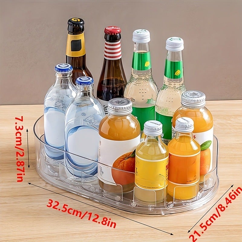 Space-Saving 360° Rotating Refrigerator Organizer - Rectangular Detachable Storage Tray, Space-Saving Fridge Spice Bottle Organizer, Suitable for Home, Kitchen Cabinets, Pantries, Countertops, and Refrigerators, Transparent Plastic Storage Rack - Image 3
