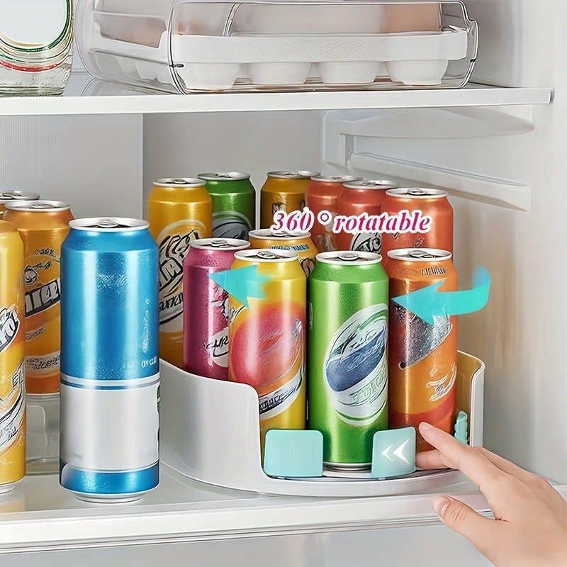Space-Saving 360° Rotating Refrigerator Organizer - Rectangular Detachable Storage Tray, Space-Saving Fridge Spice Bottle Organizer, Suitable for Home, Kitchen Cabinets, Pantries, Countertops, and Refrigerators, Transparent Plastic Storage Rack - Image 5