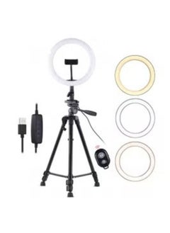 Dimmable 10-Inch LED Ring Light With Tripod Stand White Black Gold
