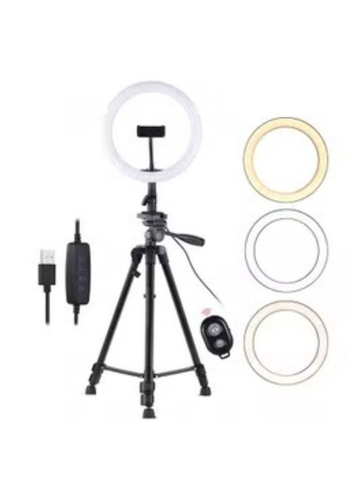 Generic - Dimmable 10-Inch LED Ring Light With Tripod Stand White Black Gold - Image 1