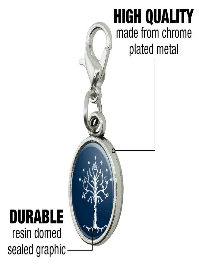 GRAPHICS & MORE THE LORD OF THE RINGS Tree of Gondor Antiqued Bracelet Pendant Zipper Pull Oval Charm with Lobster Clasp - Image 5