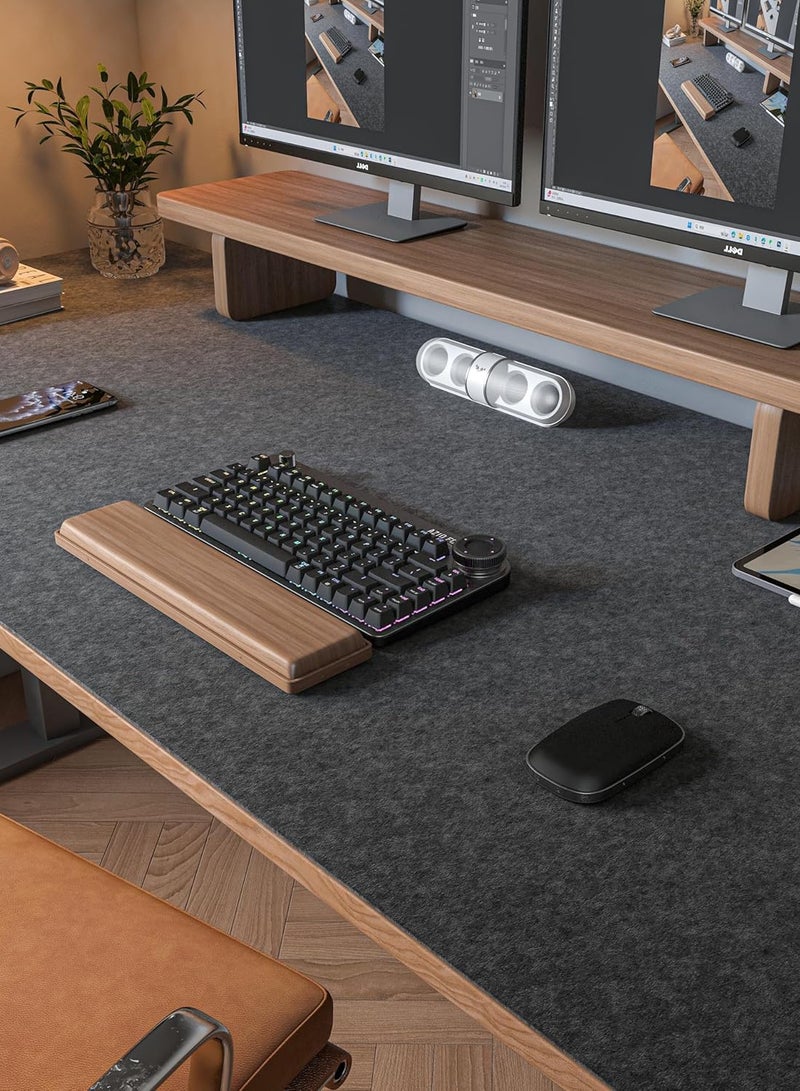 MAOGEDA Multifunctional Felt Desk Mat, Computer Mouse Pad, Office Desk Mat 120cm X 60cm Large Felt Mouse Pad, Extended Gaming Mouse Pad, Computer Desk Mat, Non-slip and Waterproof Office Desk Mat Protector (Black Gray) - Image 1
