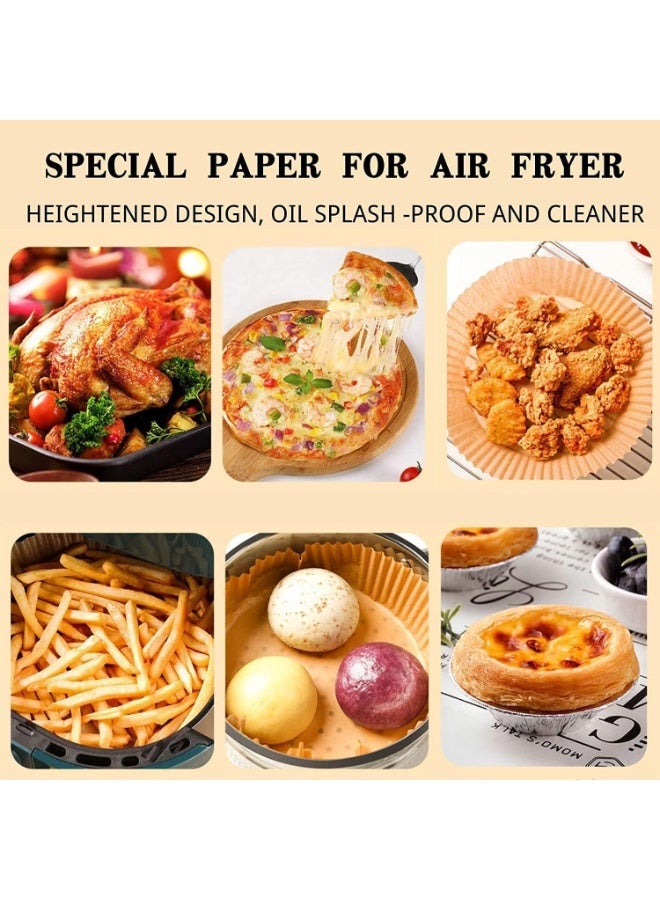 Lavish Touch 100 Pcs Air Fryer Disposable Paper Liner, 20 x 4.5 cm, 7.9 inch, Non-stick Disposable Liners, Baking Paper for Air Fryer Oil-proof, Water-proof, Food Grade Parchment for Baking Roasting Microwave - Image 1