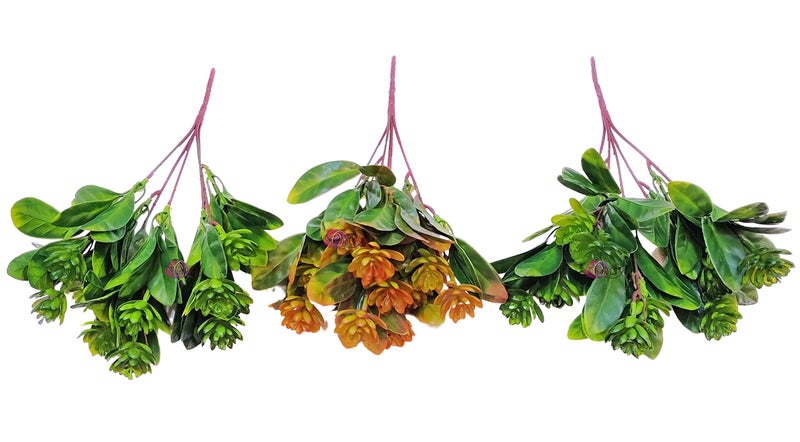 ARTSY® Artificial Plants with Pot for Home Decor, Leaves, Plants for Pot/vase, Home/Office Decor, Gift, Craft, Artificial Flowers with Pot, Combo, Pack of 3 Flower Pieces, 1 Pot, Mix - Image 4