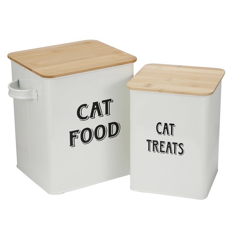 Morezi Cat Food Storage Container Farmhouse Pet Food Treats Bin with Lid and Scoop, Perfect Sturdy Canister Tins for Kitchen Countertop, Shelf, Great Gift for Pet Owners - Cat Food - Image 1