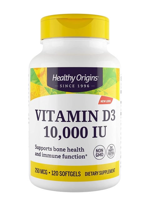 Vitamin D3 10,000 IU (Non-GMO), Supports bone health and immune function, 250 MCG,Dietary Supplement 120 Softgels