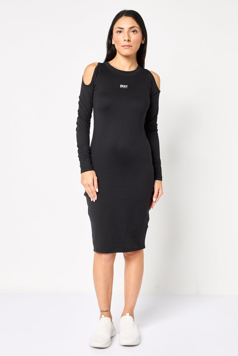 DKNY Sport Women Sportswear Fit Long Sleeve Outdoor Dress, Black - Image 1