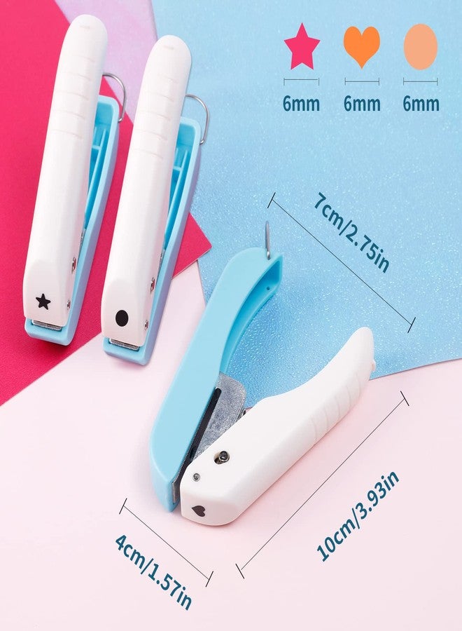 UCEC 3PCS Paper Hole Punch Shapes, 1/4 Inch Single Hole Puncher for Crafts, Small Handheld Circle Star Heart Hole Punch, Paper Punches for Crafting, Star Heart Hole Puncher for Tags Clothing Ticket - Image 2
