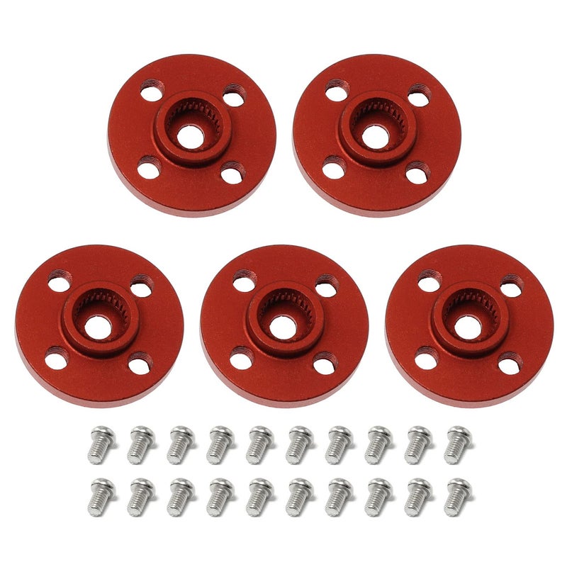 SQXBK 25T Servo Arm 5PCS 25T Round Type Servo Horn Robot Arm Aluminum Alloy CNC Standard Metal Rocker Servo Accessories Disc Steering Arm for RC Model Car Robot Boat Airplane Red - Image 2