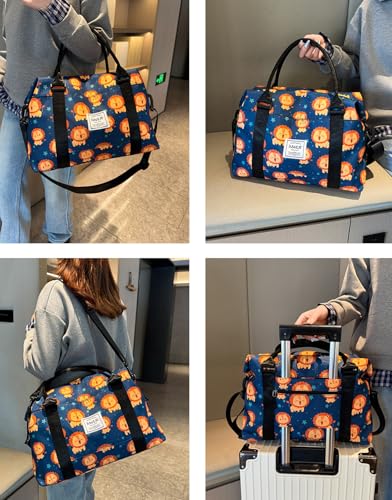 NWLR Travel Duffle Bag Weekender Overnight Bag Gym Tote with Dry and Wet Separated Pocket for Women Girls Shoulder Workout Duffel Bag Water Resistant Cute Lions - Image 3