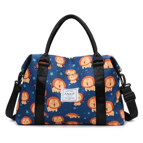 NWLR Travel Duffle Bag Weekender Overnight Bag Gym Tote with Dry and Wet Separated Pocket for Women Girls Shoulder Workout Duffel Bag Water Resistant Cute Lions - Image 1