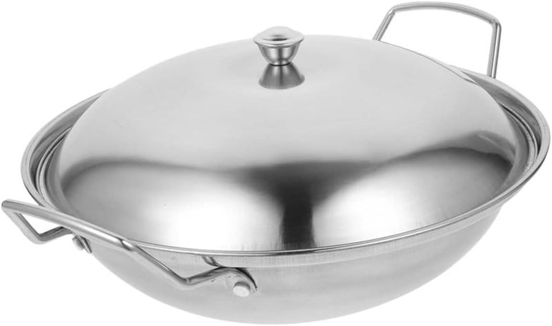 1Set Stainless Steel Cooking Pan with Lid Scald Handle Hot Pot Cookware for Kitchen High Temperature Resistant Easy to Clean for Home Cooking - Image 1