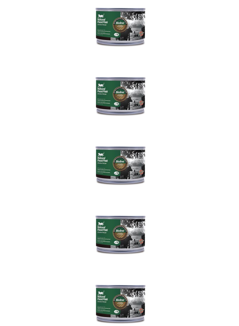 Bioline Natural Feast Pate Cat Can Chicken Recipe 170g x 5pcs - Image 1