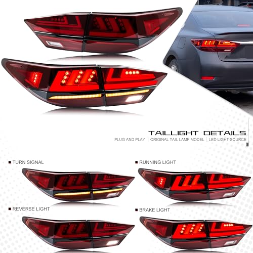 inginuity time أضواء خلفية LED من إنجينيتي تايم لسيارات لكزس ES350 ES300h 2013-2017 مع إشارة انعطاف متسلسلة وتأثير بدء التشغيل، مجموعة مصابيح خلفية حمراء - Image 2