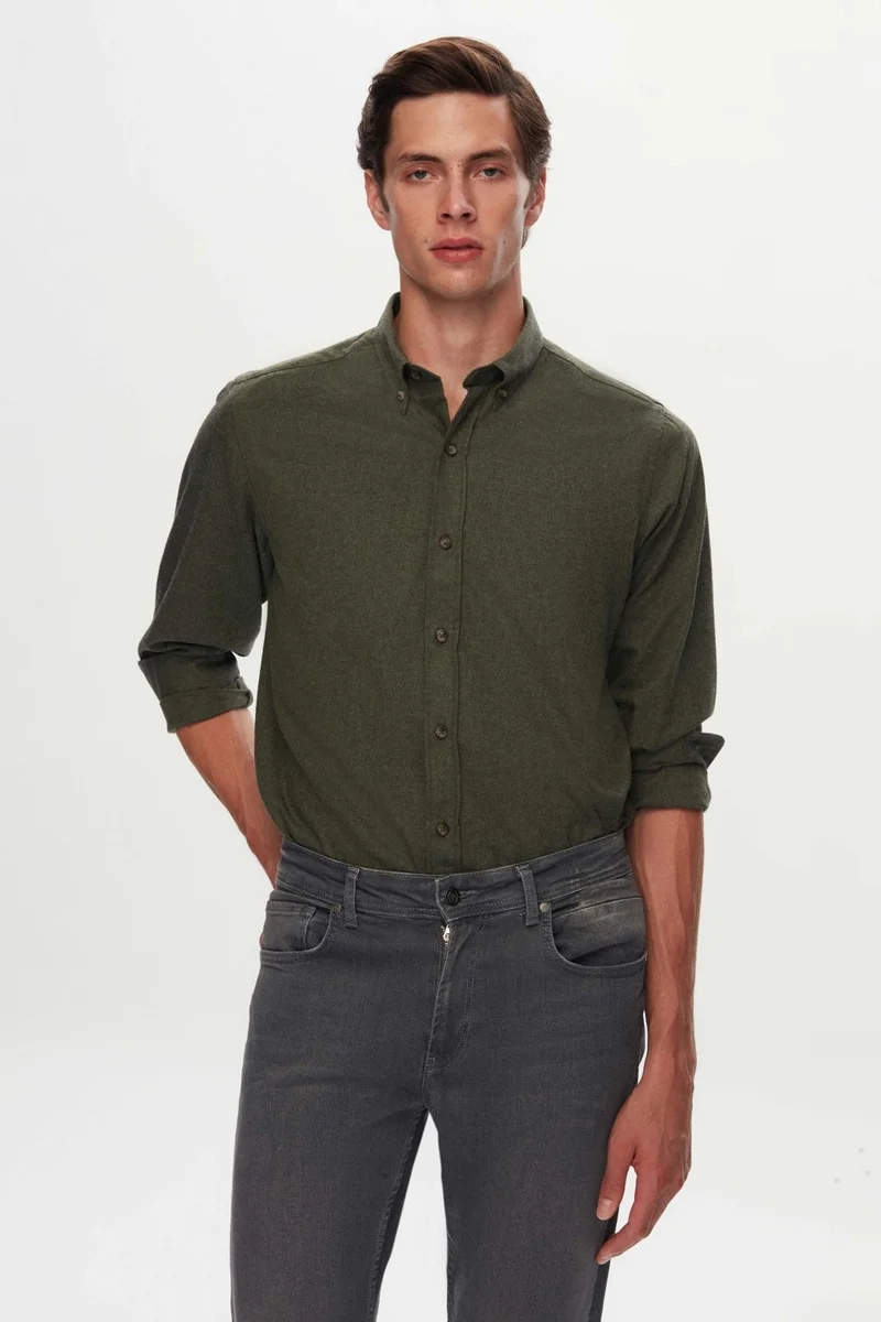 D'S DAMAT D'S Groom Ds Groom Comfort Green Plain Shirt