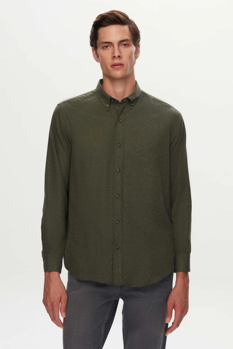 D'S DAMAT D'S Groom Ds Groom Comfort Green Plain Shirt