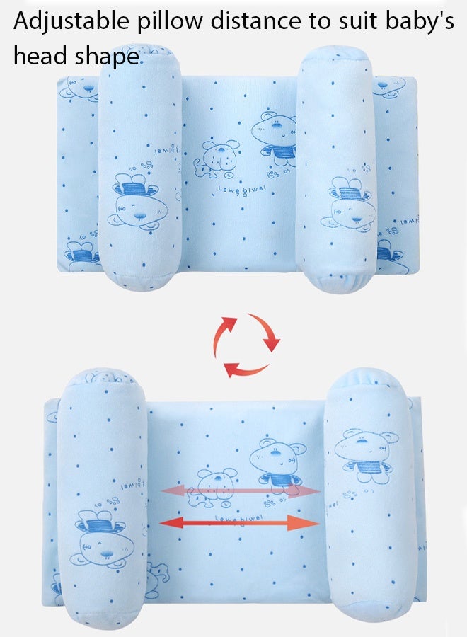 Berma Baby Baby Pillow for Newborns - Anti-Flat Head Shaping Pillow   Hypoallergenic Diamond Velvet Cotton Infant Pillow, Breathable & Washable, Perfect for Boys & Girls (Blue) - Image 3