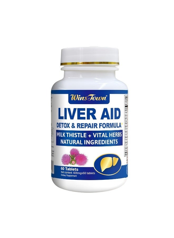 WinsTown Liver Detox Tablets | Milk Thistle + Liver-Protecting Herbal Extracts 600mg/tablet | 60 tablets/bottle - Image 1