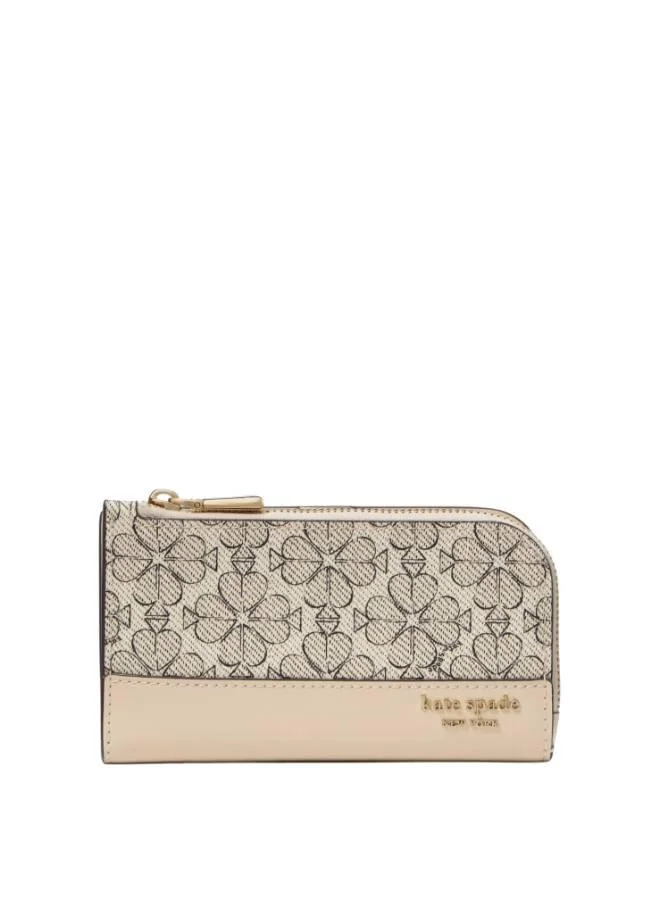 كيت سبيد Devin Spade Flower Coated Canvas Small Slim Bifold Wallet