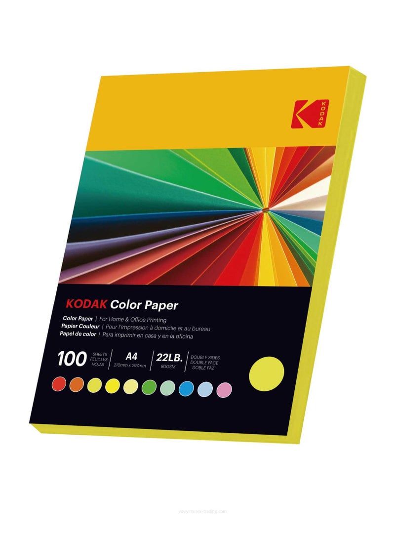 Kodak Color Paper Double Sides A4 (210x297mm) 100 Sheets 80 GSM EARTH YELLOW - Image 1