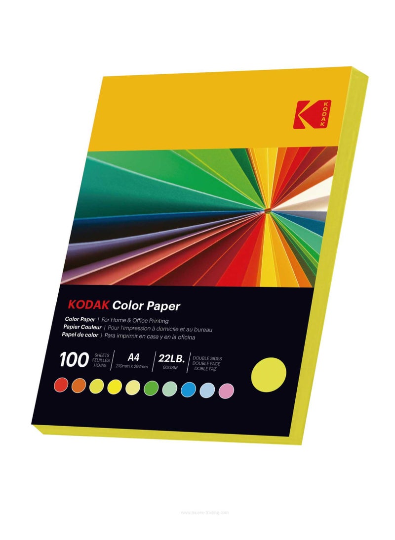Kodak Color Paper Double Sides A4 (210x297mm) 100 Sheets 80 GSM EARTH YELLOW - Image 2