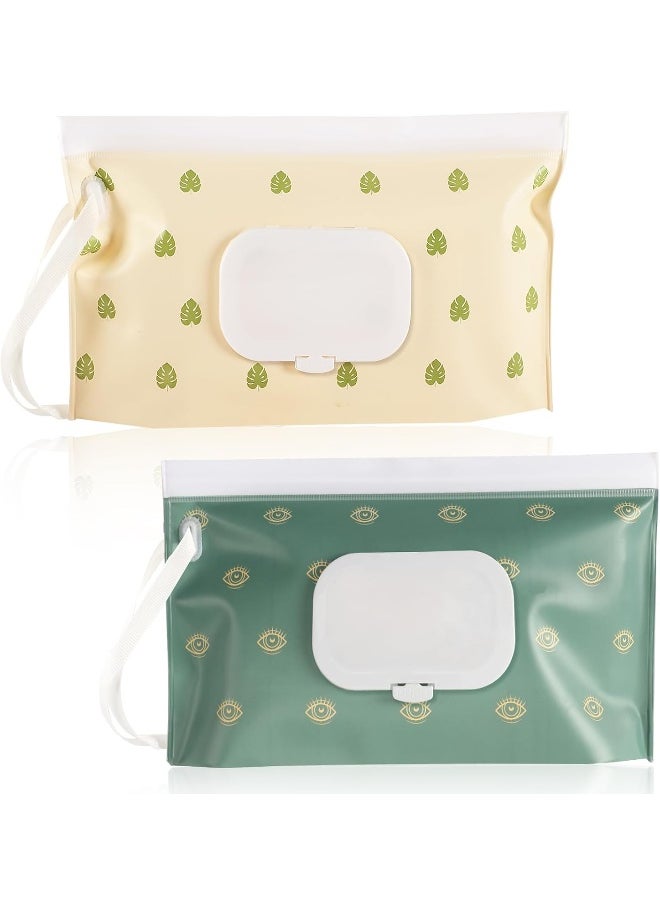FEBSNOW FEBSNOW 2 Pack Baby Wipes Dispenser, Portable Refillable Wipe Holder Baby Wipes Container Travel Wipes Case Reusable Boho Wet Wipes Pouch  - Image 1