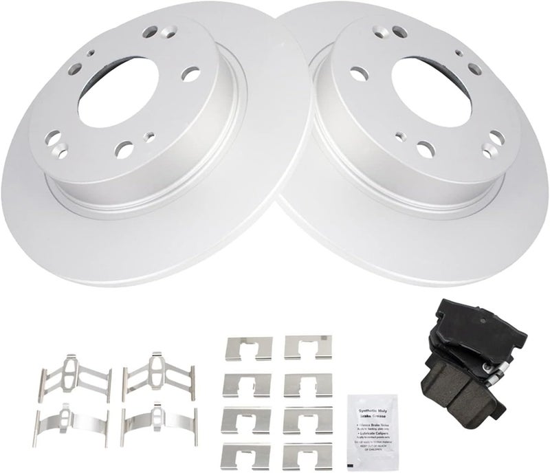 TRQ Rear Brake Pad and Rotor Set Ceramic G Coated Solid Rotors Compatible with 2013-2015 Acura ILX 2006-2015 Honda Civic - Image 3