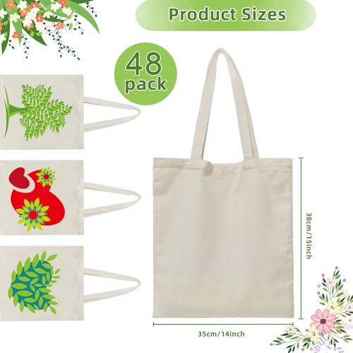 HECTOLIFE 48 Pack Canvas Tote, Reusable Blank Canvas for Shopping,Grocery Bags,DIY Gift Bags - Image 3