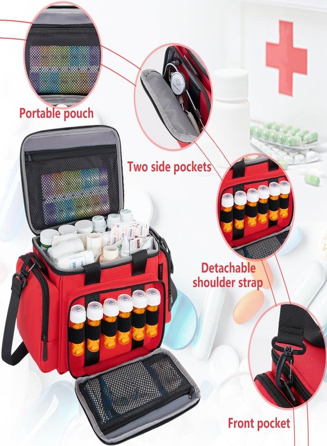 OUUTMEE Medicine Storage Bag, Pill Bottle Organizer with Portable Small Pouch, Medication Bottle Organizer Empty with Shoulder Strap for Home Storage and Travel - Image 4