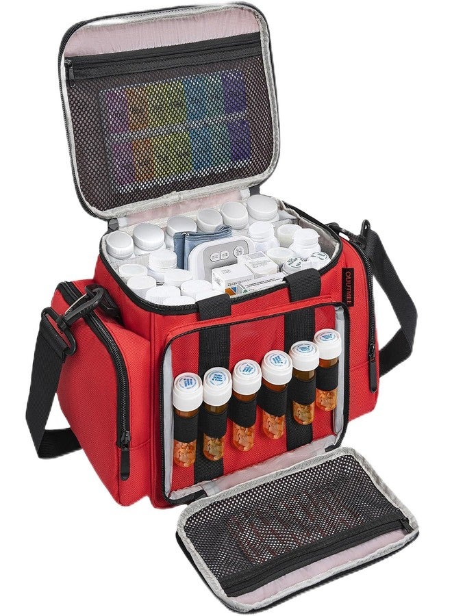 OUUTMEE Medicine Storage Bag, Pill Bottle Organizer with Portable Small Pouch, Medication Bottle Organizer Empty with Shoulder Strap for Home Storage and Travel - Image 1
