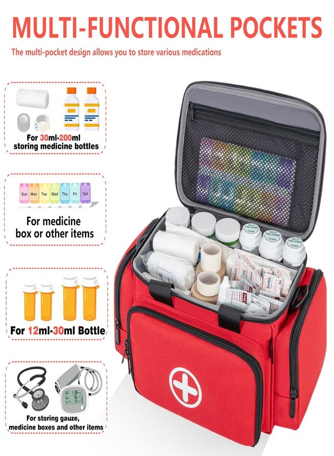 OUUTMEE Medicine Storage Bag, Pill Bottle Organizer with Portable Small Pouch, Medication Bottle Organizer Empty with Shoulder Strap for Home Storage and Travel - Image 2