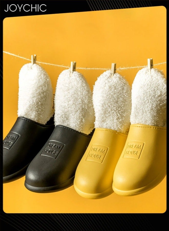 Joychic Autumn and Winter All-inclusive Waterproof Cotton Bedroom Slippers Non-slip Wear-resistant Warm Home Indoor Slippers for Men Women Black - Image 3