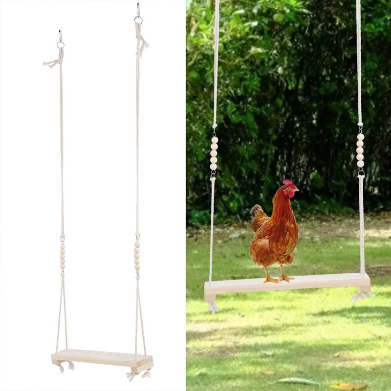 Pet Chicken Large Parrot Pinevood Swing Stand Bar Safety Toy Chewing Biting Playing - Image 2