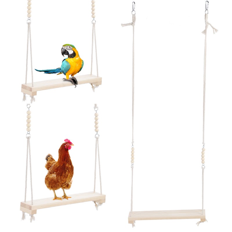 Pet Chicken Large Parrot Pinevood Swing Stand Bar Safety Toy Chewing Biting Playing - Image 3