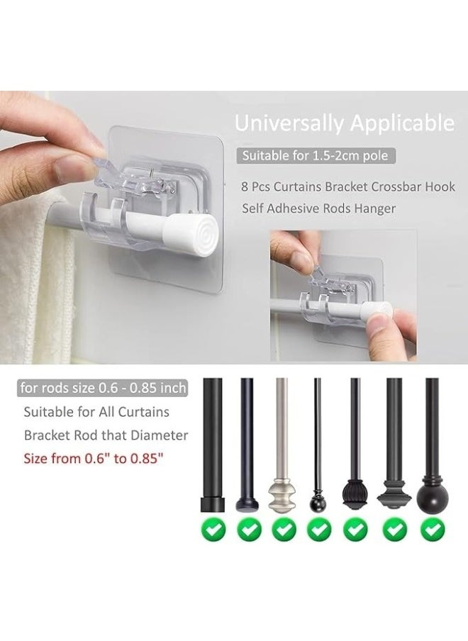 Happy Home Set of 8 No-Drill Self-Adhesive Curtain Holder, Curtain Hook Holder, Towel Hanger for Home, Bathroom, Hotel  - Image 5