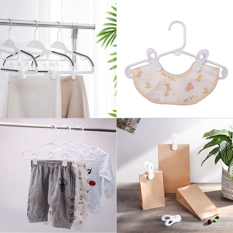 Krismya Hanger Clips For Hangers 30 Pcs Multi-Purpose Hanger Clips For Hangers White Finger Clips For Kids Hangers With Clips Plastic Clothes Hangers  Pants Hangers Clips - Image 3