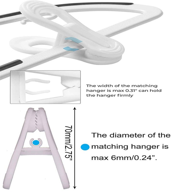 Krismya Hanger Clips For Hangers 30 Pcs Multi-Purpose Hanger Clips For Hangers White Finger Clips For Kids Hangers With Clips Plastic Clothes Hangers  Pants Hangers Clips - Image 4