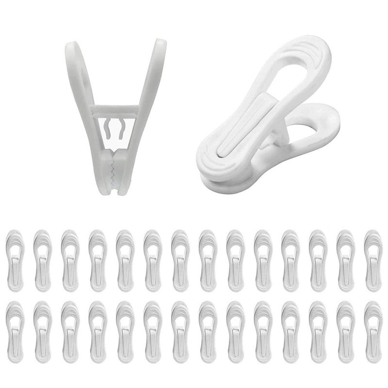 Krismya Hanger Clips For Hangers 30 Pcs Multi-Purpose Hanger Clips For Hangers White Finger Clips For Kids Hangers With Clips Plastic Clothes Hangers  Pants Hangers Clips - Image 1