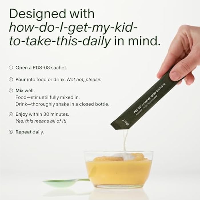 Seed PDS-08 Pediatric Daily Synbiotic - Fiber-Based Prebiotic & Probiotic for Kids - Digestive Health, Regularity, Constipation Relief - Ages 3-17 - Vegan and Shelf-Stable - 30 Sachets (30-Day Supply) - Image 3