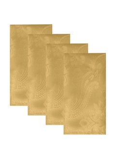 RARELY Set of 4 Gold Elegance Damask Table Fabric Napkins Handkerchief Wedding 17 x 17 Inch  - Image 1
