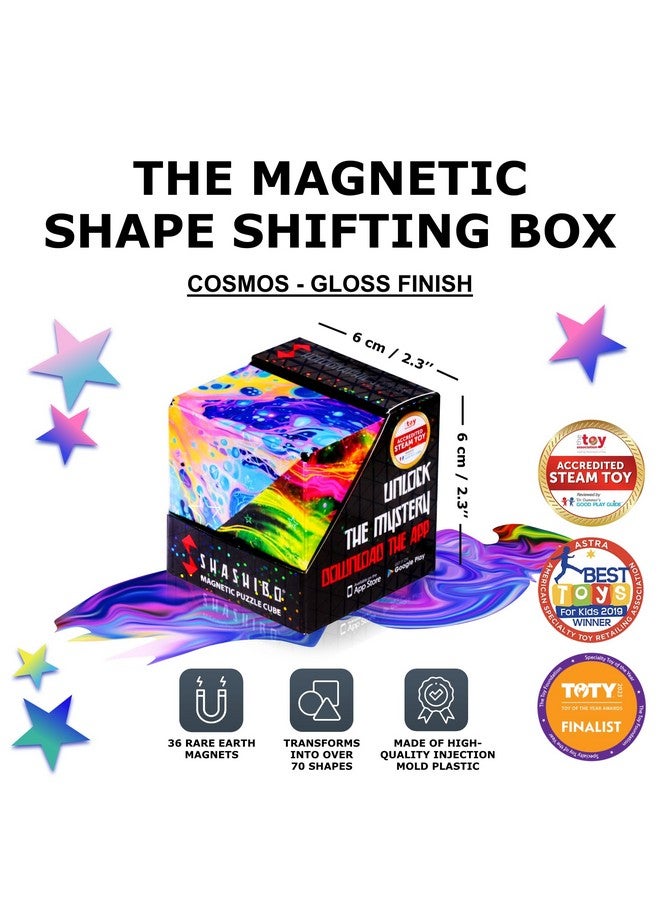 SHASHIBO Holographic Shape Shifting Box - STEM Magnetic Fidget Cube That Transforms Into Over 70 Shapes, Download Fun in Motion Toys Mobile App (Cosmos) - Image 2