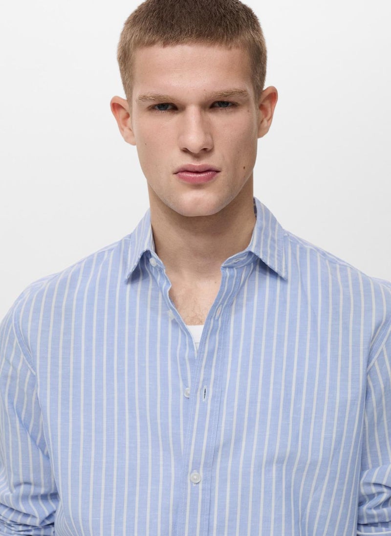 Mango Man Casual Striped Regualr Fit Shirt  - Image 4