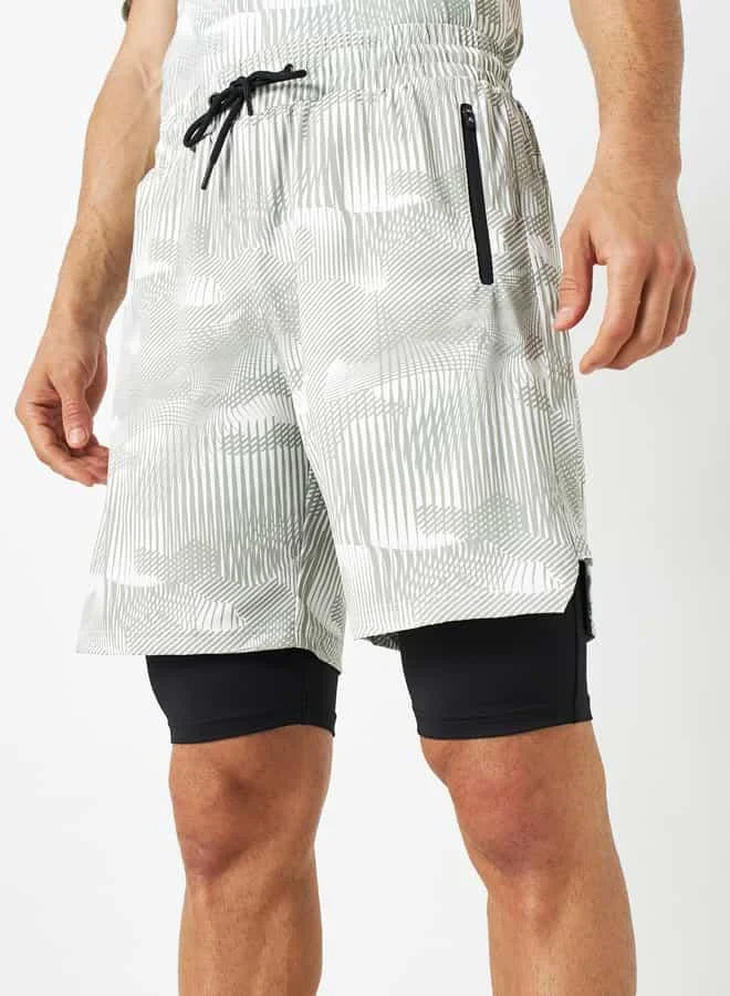 ADOT by Splash All-Over Abstract Print Shorts with Zippered Pockets and Drawstring Closure