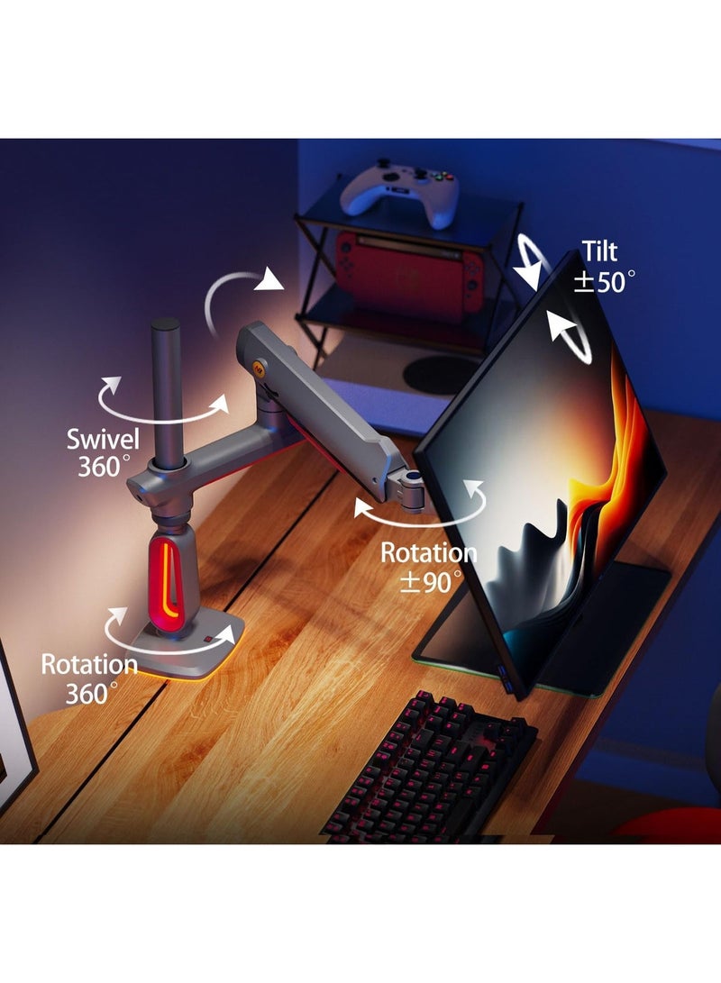 Extra Height Gaming Monitor Arm – Heavy Duty & RGB Lighting – Adjustable for 32-60 inch Monitors – Long Arm & Sturdy Construction – VESA Mount - Image 4
