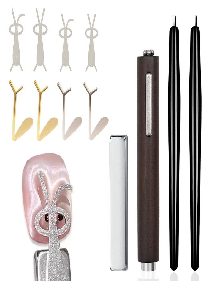 DANNEASY Heart Rabbit Nail Magnet, 3 In 1 Cat Eye Magnets for Nails, 2pcs Magnet Stick, 4pcs Y-Shaped and 4pcs Rabbit-Shaped Guide Tip Tools, Cat Eye Magnetic Gel Polish for DIY Home & Salon - Image 1