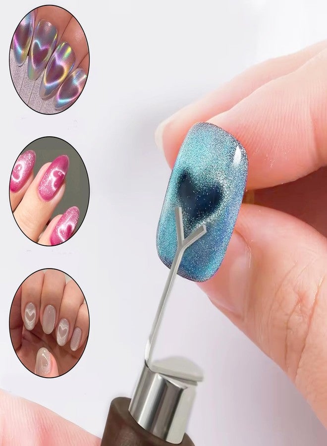 DANNEASY Heart Rabbit Nail Magnet, 3 In 1 Cat Eye Magnets for Nails, 2pcs Magnet Stick, 4pcs Y-Shaped and 4pcs Rabbit-Shaped Guide Tip Tools, Cat Eye Magnetic Gel Polish for DIY Home & Salon - Image 2